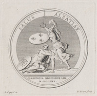 KG 11326
<br/>
Medaille: Behoud van Elzas of Ontzet van Haguenau
<br/>
<em>Picart, Bernard (1673-1733)</em>